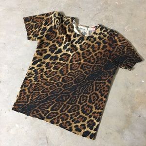 Neiman Marcus Cashmere Leopard Knit Tee